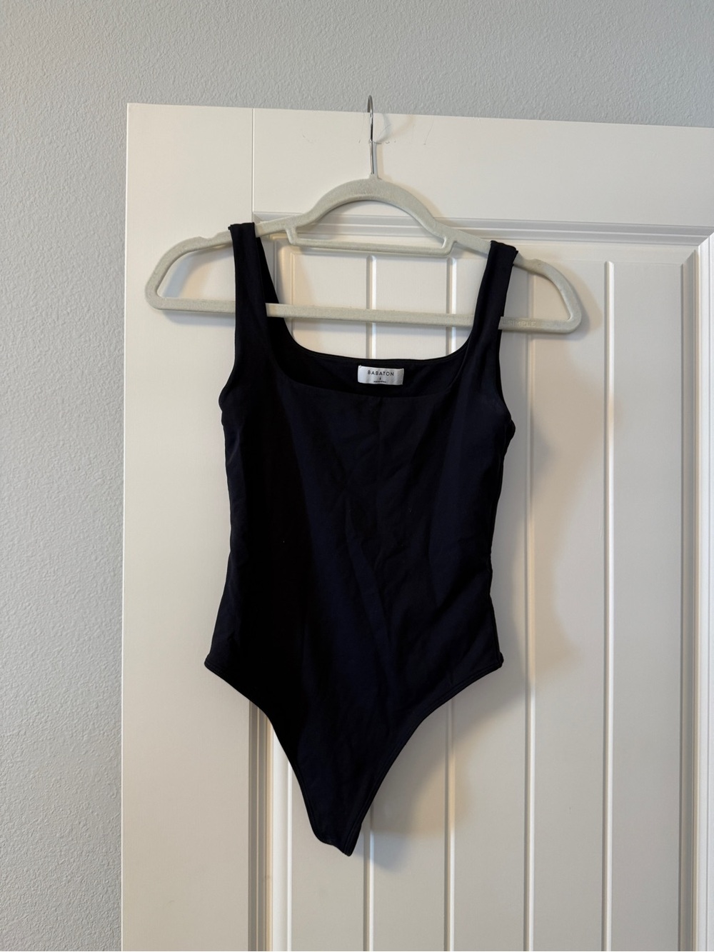 Aritzia Black Square-Neck Stretch Bodysuit